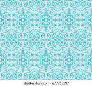 Ornamental seamless lace pattern in geometric style. Floral ornament. vector illustration. For design cloth, paper, print, textile. blue ocean water color