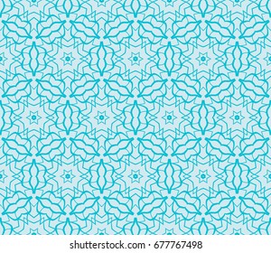 Ornamental seamless lace pattern in geometric style. Floral ornament. vector illustration. For design cloth, paper, print, textile. blue ocean water color