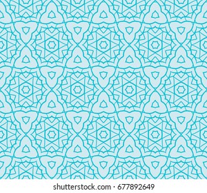 Ornamental seamless lace pattern in geometric style. Floral ornament. vector illustration. For design cloth, paper, print, textile. blue ocean water color