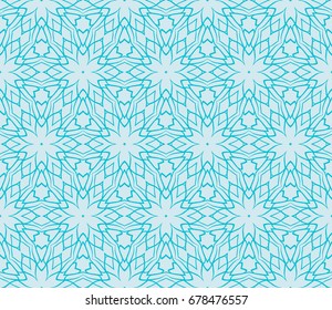 Ornamental seamless lace pattern in geometric style. Floral ornament. vector illustration. For design cloth, paper, print, textile. blue ocean water color