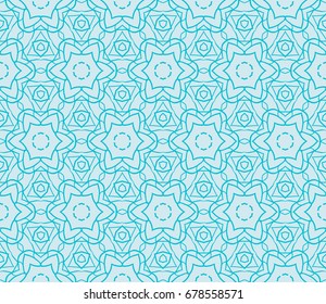 Ornamental seamless lace pattern in geometric style. Floral ornament. vector illustration. For design cloth, paper, print, textile. blue ocean water color