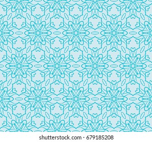 Ornamental seamless lace pattern in geometric style. Floral ornament. vector illustration. For design cloth, paper, print, textile. blue ocean water color