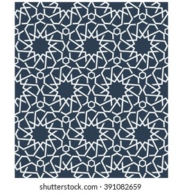 Ornamental Seamless Loop Arabic Or Islamic Geometric Pattern Tiles. Tessellation Background With Orange Lines