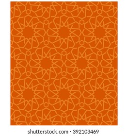 Ornamental seamless loop arabic or islamic geometric pattern tiles. Tessellation background with orange lines