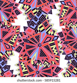 Ornamental seamless pattern. Abstract ethnic vector background with geometric shapes.Stylized decorative design.