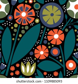 
Ornamental seamless pattern with abstract flowers. Cute print in modern style. Ornamental, traditional, simple.
