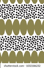 Ornamental seamless pattern with abstract form, geometry shapes, dots. Cute print in scandinavian style.The image is made hand-made. Abstract background. It is good minimal pattern for textile style. 