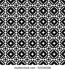 Ornamental seamless pattern. Abstract geometric with floral motifs. Black contour on a white background. Vector EPS 10 illustration.