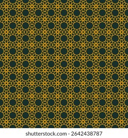 Ornamental seamless pattern with abstract shapes on green background