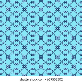 Ornamental seamless pattern. Background in Blue colors. Endless template for wallpaper, textile, wrapping, print, interior, floor, fabric. Abstract texture. Traditional ethnic ornament for  design.  