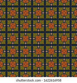 Ornamental seamless pattern based on folk caucasus ornaments motifs. Vector abstract background. 
