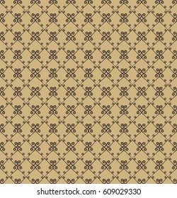 Ornamental seamless pattern. Beige and brown colors. Endless template for wallpaper, textile, wrapping, print, interior, floor, fabric. Abstract texture. Traditional ethnic ornament for  design.  