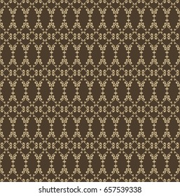 Ornamental seamless pattern. Beige and brown colors. Endless template for wallpaper, textile, wrapping, print, interior, floor, fabric. Abstract texture. Traditional ethnic ornament for  design.  