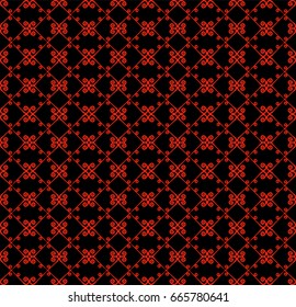 Ornamental seamless pattern. Black and red colors. Endless template for wallpaper, textile, wrapping, print, interior, floor, fabric. Abstract texture. Traditional ethnic ornament for  design.  