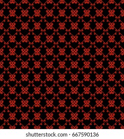 Ornamental seamless pattern. Black and red colors. Endless template for wallpaper, textile, wrapping, print, interior, floor, fabric. Abstract texture. Traditional ethnic ornament for  design.  