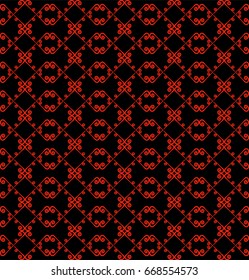 Ornamental seamless pattern. Black and red colors. Endless template for wallpaper, textile, wrapping, print, interior, floor, fabric. Abstract texture. Traditional ethnic ornament for  design.  