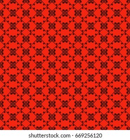 Ornamental seamless pattern. Black and red colors. Endless template for wallpaper, textile, wrapping, print, interior, floor, fabric. 