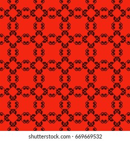 Ornamental seamless pattern. Black and red colors. Endless template for wallpaper, textile, wrapping, print, interior, floor, fabric. Abstract texture. Traditional ethnic ornament for  design.  