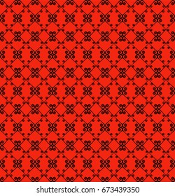 Ornamental seamless pattern. Black and red colors. Endless template for wallpaper, textile, wrapping, print, interior, floor, fabric. Abstract texture. Traditional ethnic ornament for  design.  