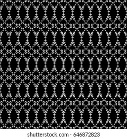 Ornamental seamless pattern. Black and white colors.  Endless template for wallpaper, textile, wrapping, print, interior, floor, fabric. Abstract texture. Traditional ethnic ornament for  design.  