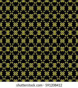 Ornamental seamless pattern. Black and yellow colors. Endless template for wallpaper, textile, wrapping, print, interior, floor, fabric. Abstract texture. Traditional ethnic ornament for  design. 