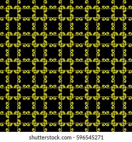 Ornamental seamless pattern. Black and yellow colors. Endless template for wallpaper, textile, wrapping, print, interior, floor, fabric. Abstract texture. Traditional ethnic ornament for  design. 