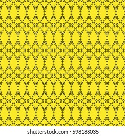 Ornamental seamless pattern. Black and yellow colors. Endless template for wallpaper, textile, wrapping, print, interior, floor, fabric. Abstract texture. Traditional ethnic ornament for  design.  