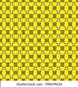 Ornamental seamless pattern. Black and yellow colors. Endless template for wallpaper, textile, wrapping, print, interior, floor, fabric. Abstract texture. Traditional ethnic ornament for  design.   - Shutterstock ID 598199426