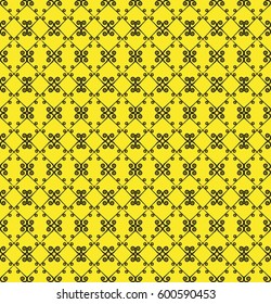 Ornamental seamless pattern. Black and yellow colors. Endless template for wallpaper, textile, wrapping, print, interior, floor, fabric. Abstract texture. Traditional ethnic ornament for  design.  