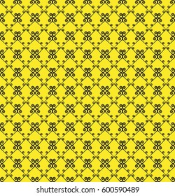 Ornamental seamless pattern. Black and yellow colors. Endless template for wallpaper, textile, wrapping, print, interior, floor, fabric. Abstract texture. Traditional ethnic ornament for  design.   - Shutterstock ID 600590489
