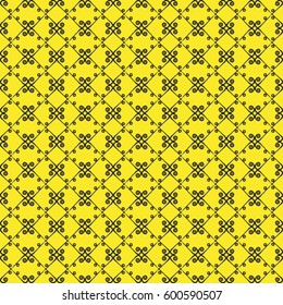 Ornamental seamless pattern. Black and yellow colors. Endless template for wallpaper, textile, wrapping, print, interior, floor, fabric. Abstract texture. Traditional ethnic ornament for  design.  