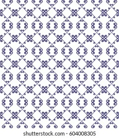 Ornamental seamless pattern. Blue and white colors. Endless template for wallpaper, textile, wrapping, print, interior, floor, fabric. Abstract texture. Traditional ethnic ornament for  design.  