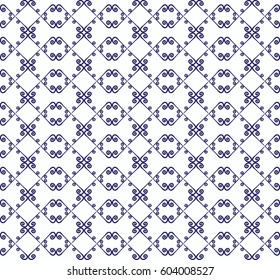 Ornamental seamless pattern. Blue and white colors. Endless template for wallpaper, textile, wrapping, print, interior, floor, fabric. Abstract texture. Traditional ethnic ornament for  design.  
