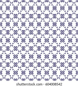 Ornamental seamless pattern. Blue and white colors. Endless template for wallpaper, textile, wrapping, print, interior, floor, fabric. Abstract texture. Traditional ethnic ornament for  design.  