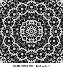 Ornamental seamless pattern - circles with linear ornaments.