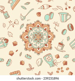 ornamental seamless pattern with confectionery