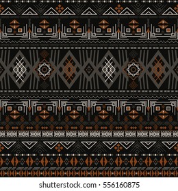 Ornamental seamless pattern. Dark ethnic backdrop. Mexican, american, indian style. sweden, norway.