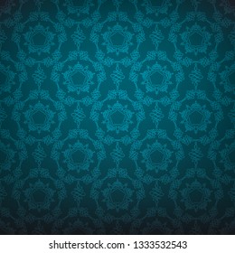 Nahtlose Ziermuster. Dunkler gotischer Stil. Blaue Spitzen-Hintergrund.
