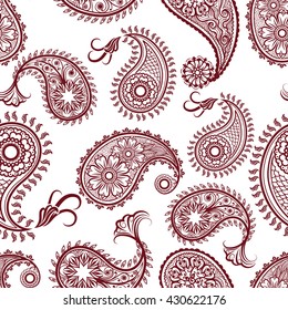 Ornamental seamless pattern with ethnic mehndi zentangle elements. Vector illustration