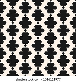 Ornamental seamless pattern in ethnic style. Black and white tribal ornament with simple geometric shapes, rhombuses. Abstract background texture in traditional folk style. Repeat monochrome design