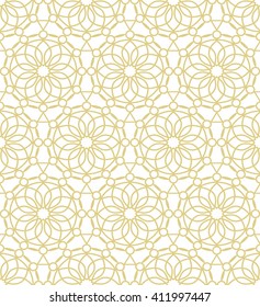 Ornamental seamless pattern. Gold background and wallpaper in Arabic style.Vector illustration.