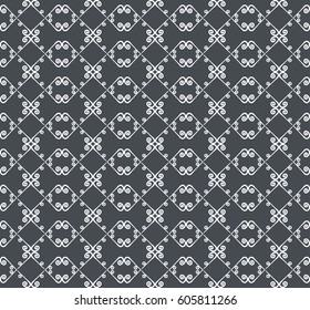 Ornamental seamless pattern. Gray and white colors. Endless template for wallpaper, textile, wrapping, print, interior, floor, fabric. Abstract texture. Traditional ethnic ornament for  design.  