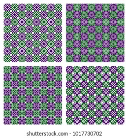 Ornamental Seamless Pattern In Green and Purple Color