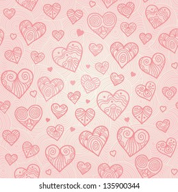 Ornamental seamless pattern with lacy hearts.