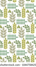 Ornamental seamless pattern with leaf and flowers. Cute print in scandinavian style.The image is made in the style of spring things. Abstract background. Ornamental, traditional, simple.