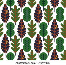 Ornamental seamless pattern with leaf and flowers. Cute print in scandinavian style.The image is made in the style of autumn fall. Abstract background. Ornamental, traditional, simple.