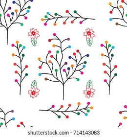 Ornamental seamless pattern with leaf and flowers. Cute print in Scandinavian style.The image is made in the style of pattern . Abstract background. Ornamental, traditional, simple.
