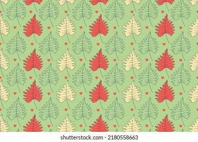 Patrón ornamental sin costura con hojas. Impresión de corte en estilo escandinavo. La imagen está hecha al estilo de las cosas primaverales. Antecedentes abstractos. Ornamental, tradicional, simple. Ilustración del vector