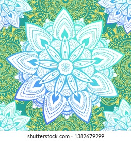 Ornamental seamless pattern with mandala. Vintage, paisley elements. Ornament. Traditional, Ethnic, Turkish, Indian motifs. Great for fabric and textile, wallpaper, packaging or any desired idea