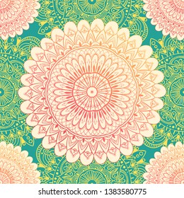 Ornamental seamless pattern with mandala. Vintage, paisley elements. Ornament. Traditional, Ethnic, Turkish, Indian motifs. Great for fabric and textile, wallpaper, packaging or any desired idea